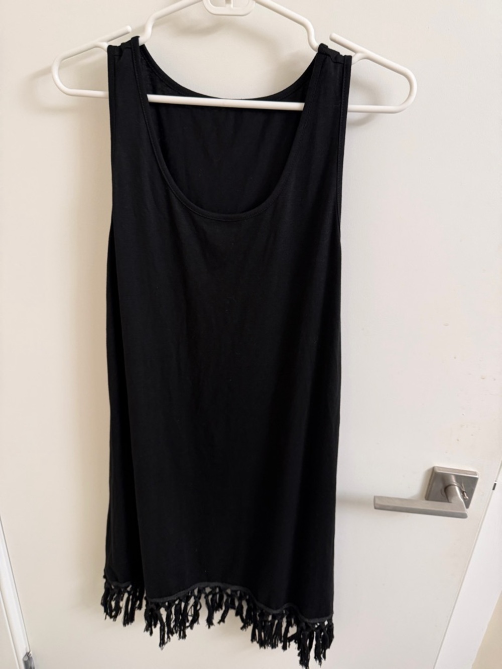 Cupshe Black Sleeveless Fringe Hem Mini Dress/Cover Up